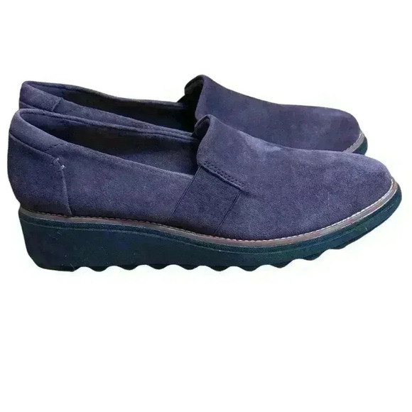 Clarks Collection Sharon Dolly Slip On Loafer Aubergine Dusty Purple Suede 6.5 - Picture 2 of 12